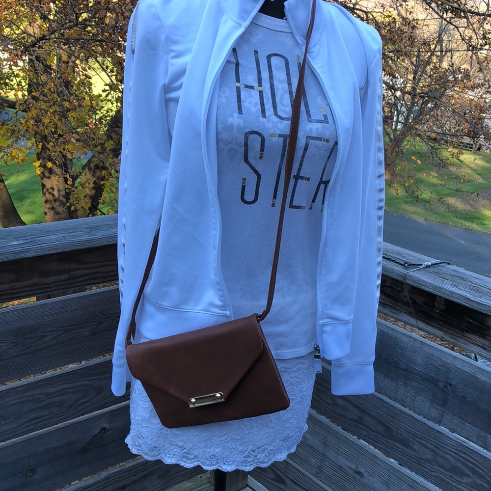 Brown faux leather cross body bag